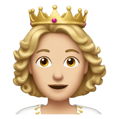 Lady in her 50s with dark blonde hair down, with a crown sticker