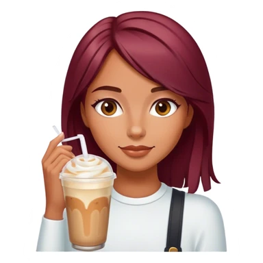 Burgundy haired tanned girl with iced latte sticker