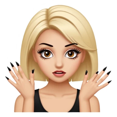 Girl with fake eyelashes and fake nails with feisty pose and sassy expression sticker