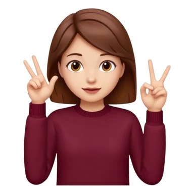 A girl with brown hair smiles, wearing a burgundy sweater, and shows an okay gesture. sticker