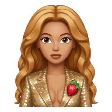 Beyonce as Sasha Fierce with long strawberry blonde hair, beige sequin outfit sticker