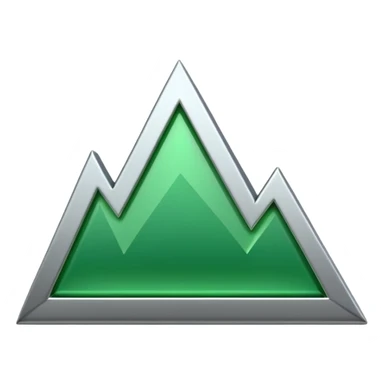 "iOS-style 3D emoji: a jagged rising chart line ending in a large glossy arrowhead, symbolizing rapid growth." sticker