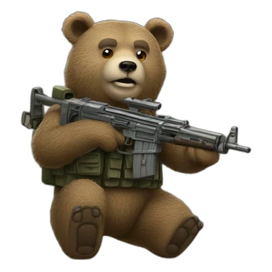 Bear with a MG42 machine gun sticker