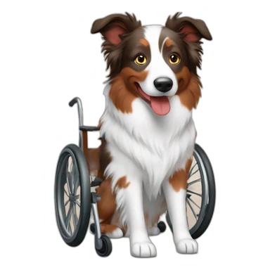 red merle border collie in wheel chair sticker