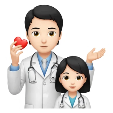 doctor black hair helping a kid sticker