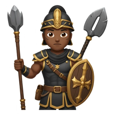 black ancient soldier with raw stick weapon sticker