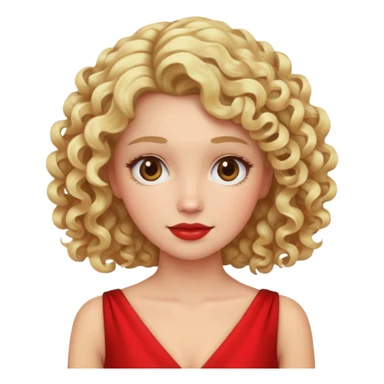 Woman with curly blonde hair and red dress sticker