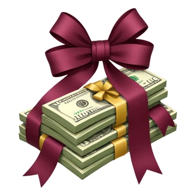 Dollar in burgundy colors, like a bundle of money sticker