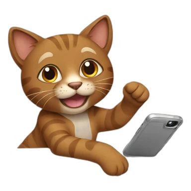 brown cat making a selfie sticker