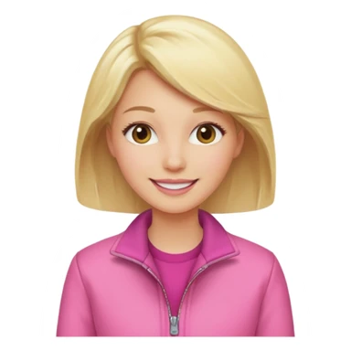 Happy blond woman in pink jacket sticker