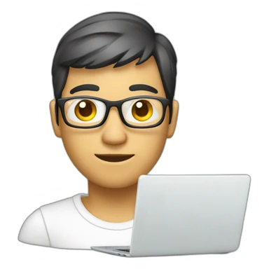 Programmer with glass, with laptop , white skin sticker