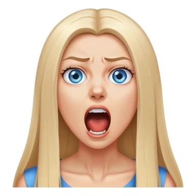 beautiful white girl with long straight blonde hair blue eyes screaming yelling upset sticker
