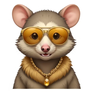 Opossum with sunglasses and a gold necklace  sticker