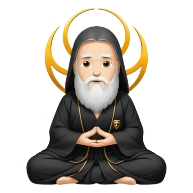 Wise spiritual guru with long beard wearing Lamborghini logo, meditation pose sticker