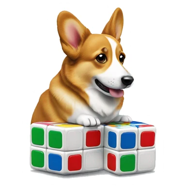 A Rubik’s cube being solved by a Welsh corgi. sticker