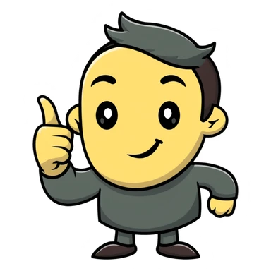 A single sticker that combines a pointing finger and a smirking face - a face with a sly smirk that has one arm extending with a pointing finger sticker