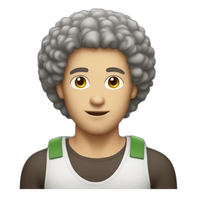 White guy with sleeveless shirt and an afro sticker
