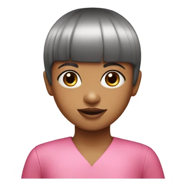 Girl with bowl cut and pink dress sticker