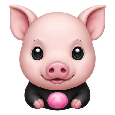 white and black baby pig sticker