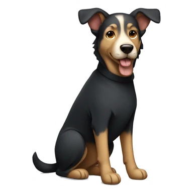 a shepherd dog in a dark jumpsuit sticker