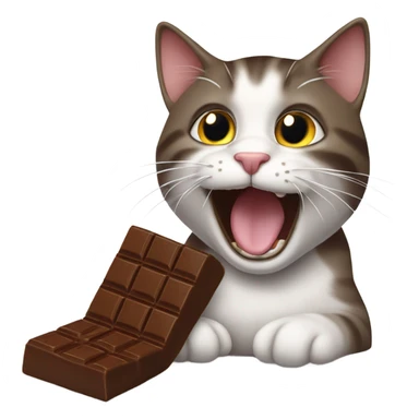 cat eating chocolate sticker