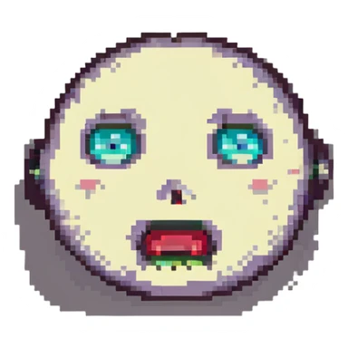 shocked face, pixel art style, retro look sticker