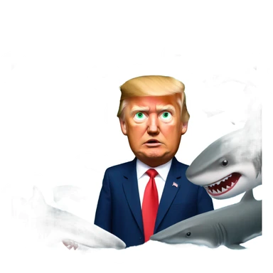 Trump with sharks sticker