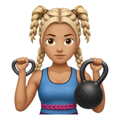 Kettlebell con la parte delantera con una vikinga con trenzas sticker