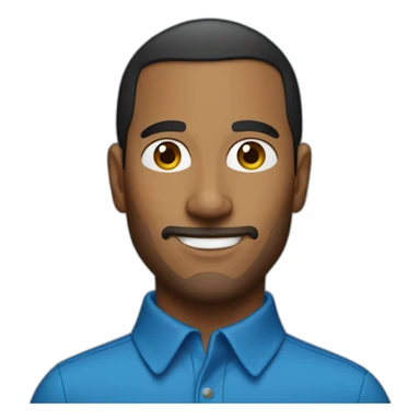 brown man that looks rich like steve jobs with a blue polo shirt sticker