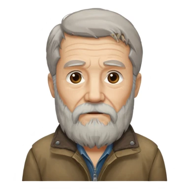long bearded elderly with old jacket sticker