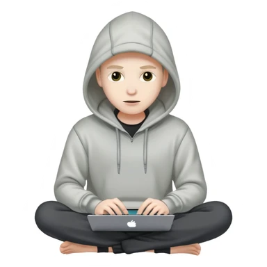 hacker with laptop wearing hoodie sticker