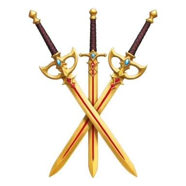 Two powerful on fire golden fiery royal crossed swords sticker