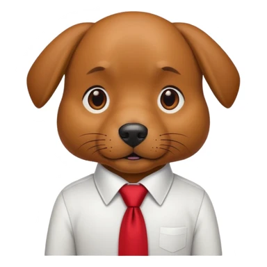 brown dog with red tie,white shirt sticker