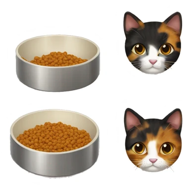 tortoiseshell cat cat food in cat food bowl sticker
