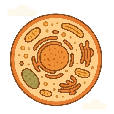 Anatomical illustration of a human cell. Smooth 3D style, soft shading, clean and simple design.
 sticker