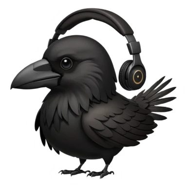 crow with headphones sticker