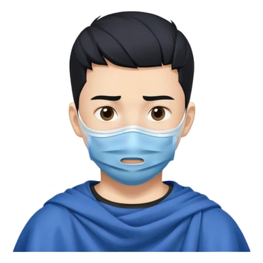 "- Nam
- 15 tuổi
- Da trắng
- tóc cắt cua màu đen
- Đeo khẩu trang vải màu xanh, mặt khó chịu
" sticker