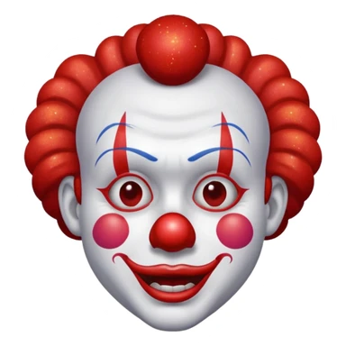 red glitter clown with the retarded facial expression sticker