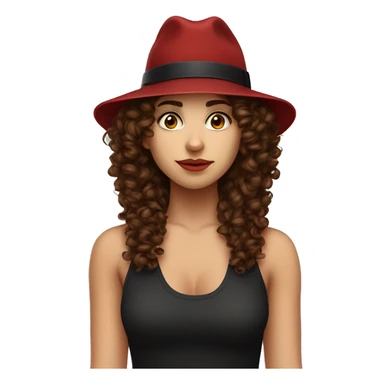 girl with brown hair Brown curly-haired woman with a stylish hat, septurn nose piercing with a barbell, wearing red or black. Includes various expressions l thinking sticker