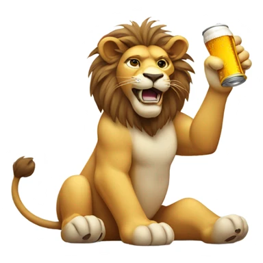 Lion with a beer sticker