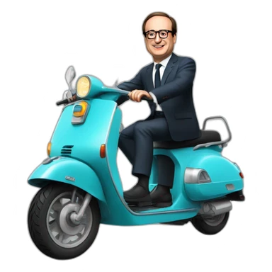 François Hollande sur un scooter sticker