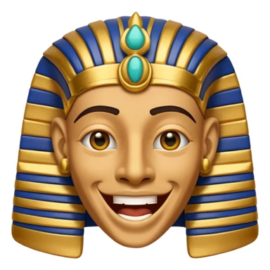 Discord emoji for "RA Silkroad", Ancient Egyptian theme, funny Pharaoh face laughing, cartoonish, colorful, shiny gold, small and clear.
 sticker