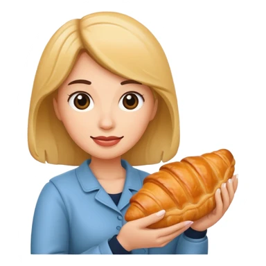 woman holding croissant sticker