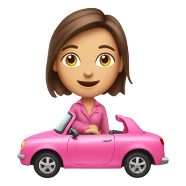 happy-brunette-girl-driving-pink-car-profile sticker