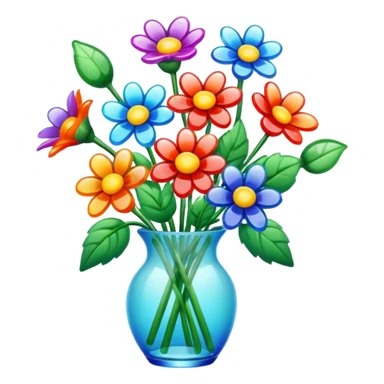 Colorful glass flower buque sticker