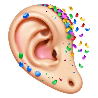 Ear with confetti coming out of it sticker