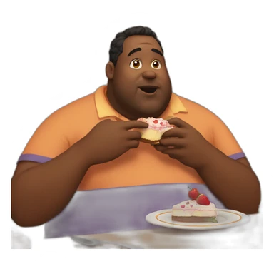 fat dad eating cake sticker