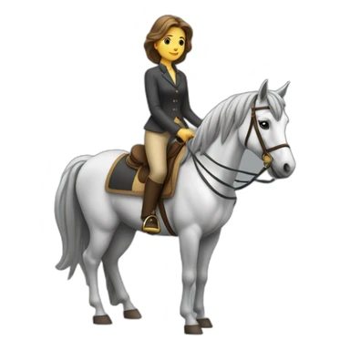 femme sur un cheval gris sticker
