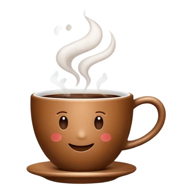 Java logo, stylized coffee cup with steam, minimal and friendly emoji style sticker
