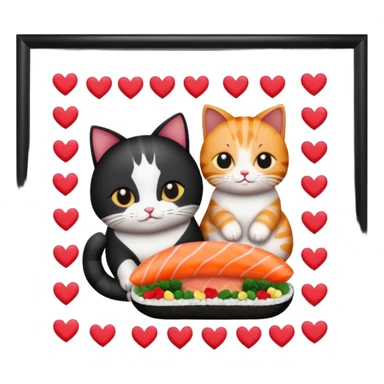 square frame made of hearts, sushi, and cats sticker
